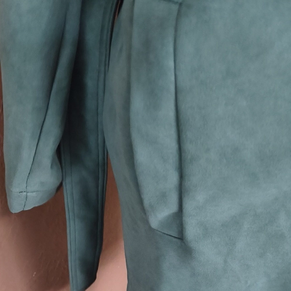 Elodie Belted Wrap Trench Coat Long Green XL - Picture 6 of 8